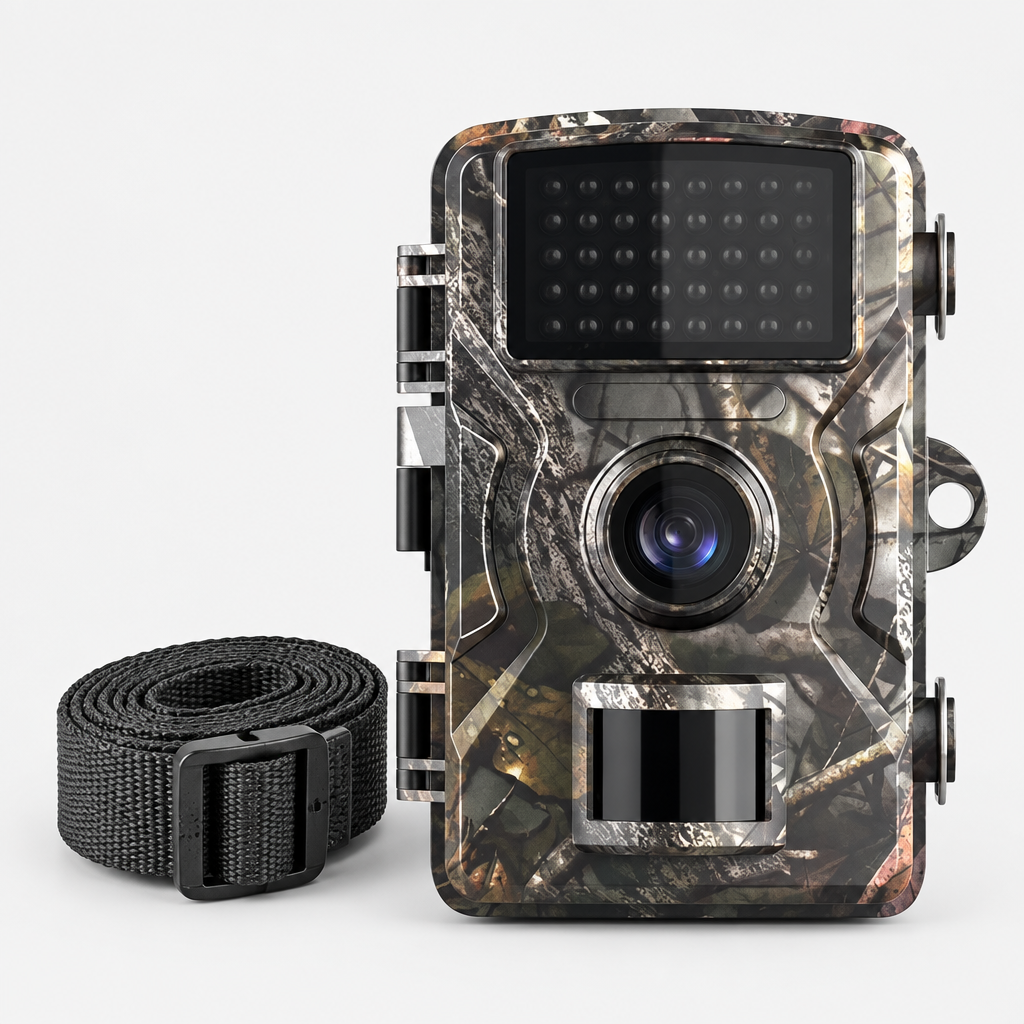 Trail camera studio shot with mounting strap